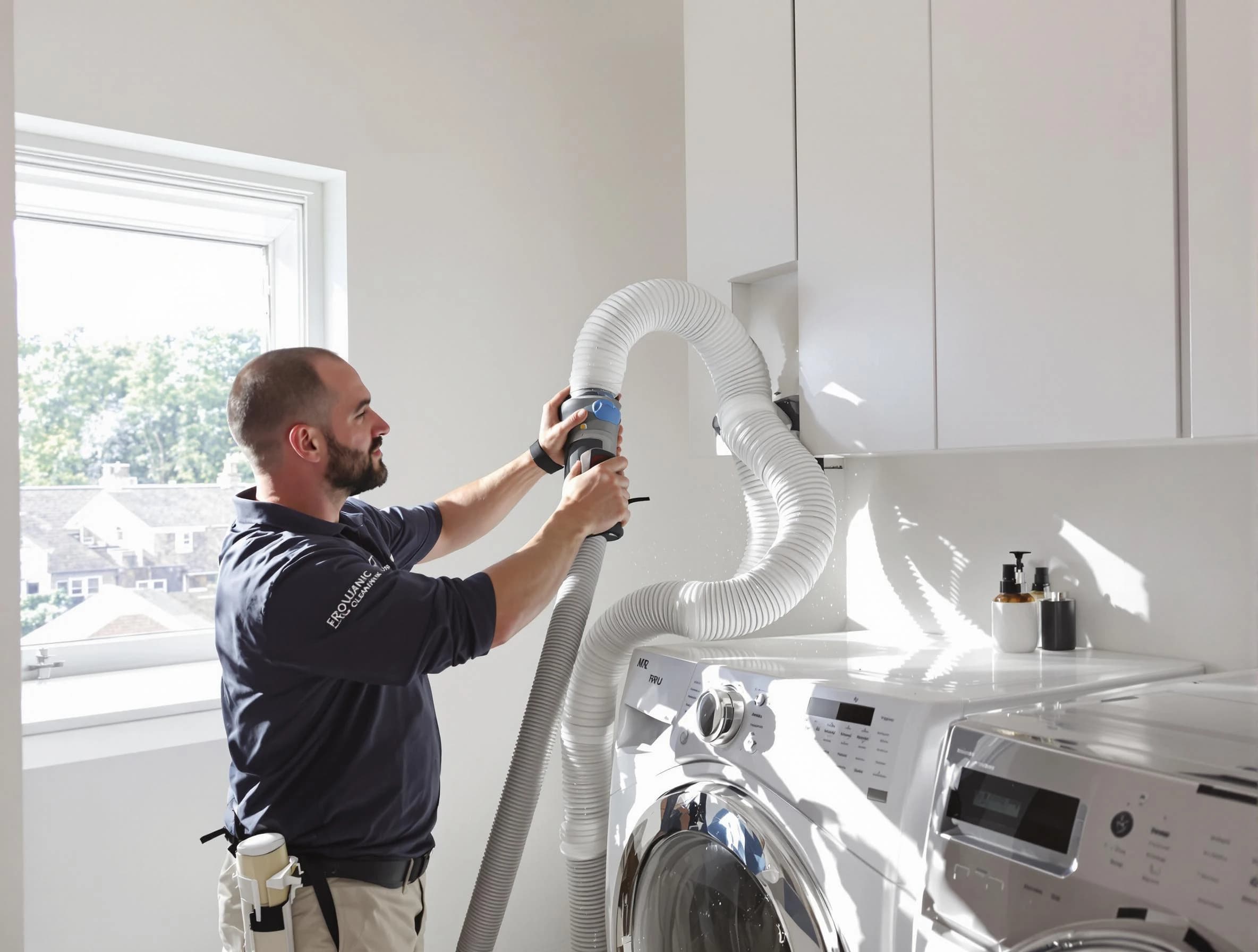Certified Dunwoody Dryer Vent Cleaning technician performing dryer vent cleaning in Dunwoody